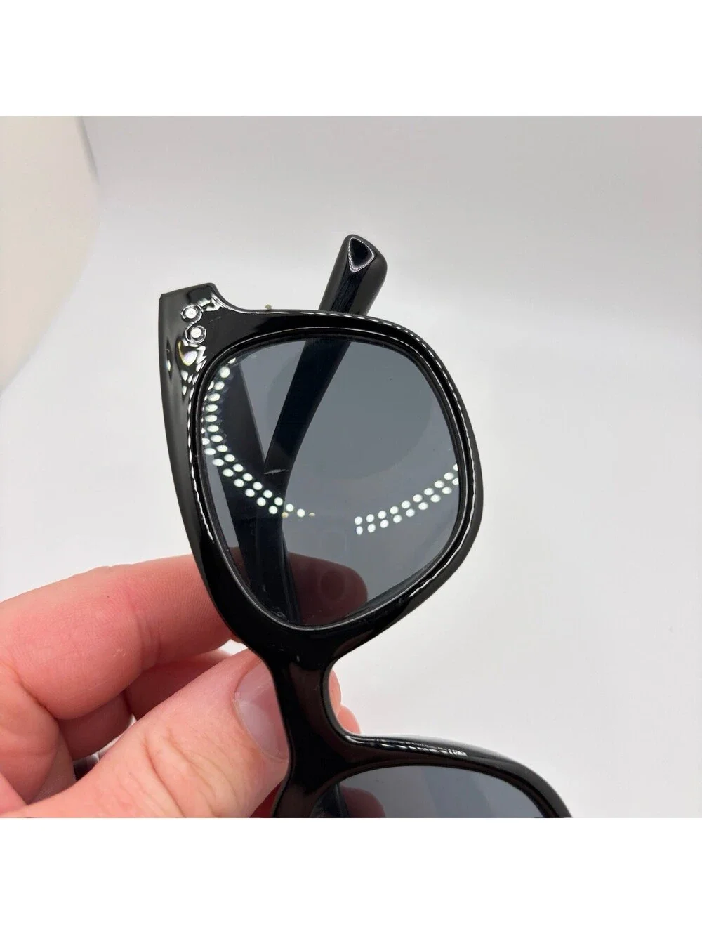 Lucky Brand LB59013 Square Rivet Sunglasses Shiny Black Frame Gray Lens
